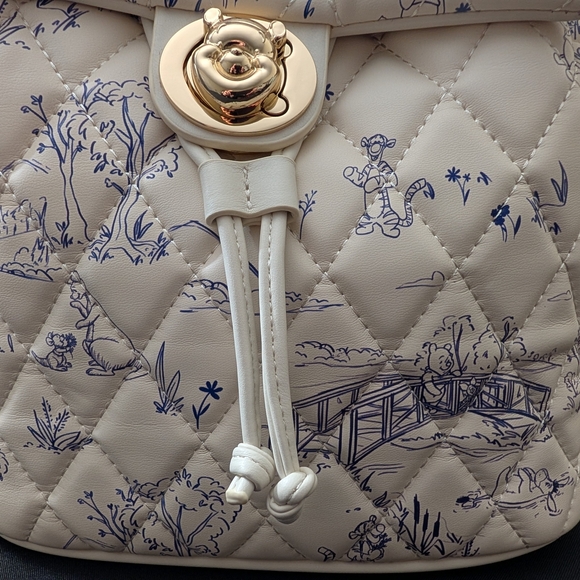 Quilted White and Blue Designer Backpack - Picture 5 of 8